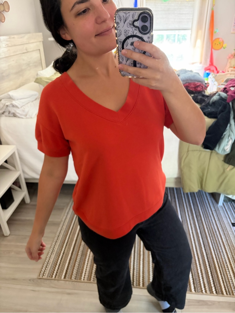 Madewell V-Neck Elevated Short Sleeve Tee in Orange-Red